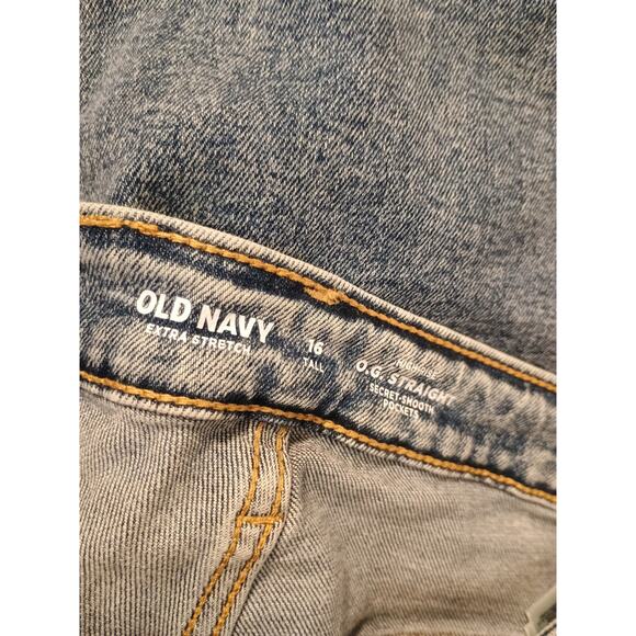 Old Navy O.G. Straight High‎ Rise Ankle Raw Hem Ripped Women's Size 16 Tall #2 - Picture 9 of 10
